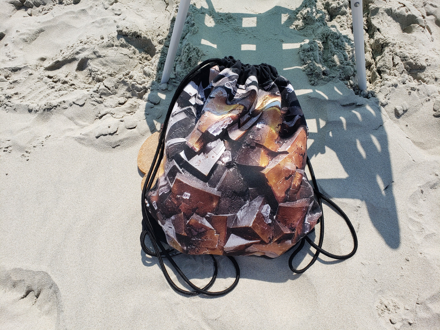 Canvas Drawstring Bag- Brown Fluorite Mineral