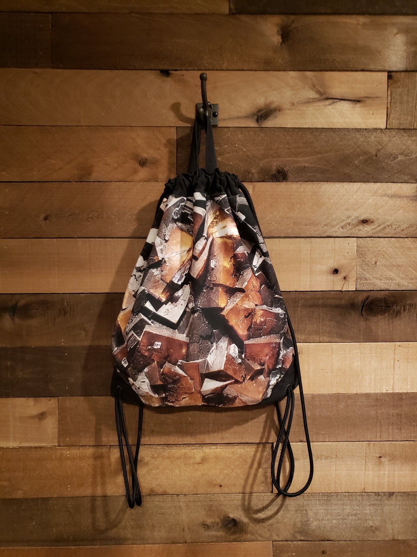 Canvas Drawstring Bag- Brown Fluorite Mineral