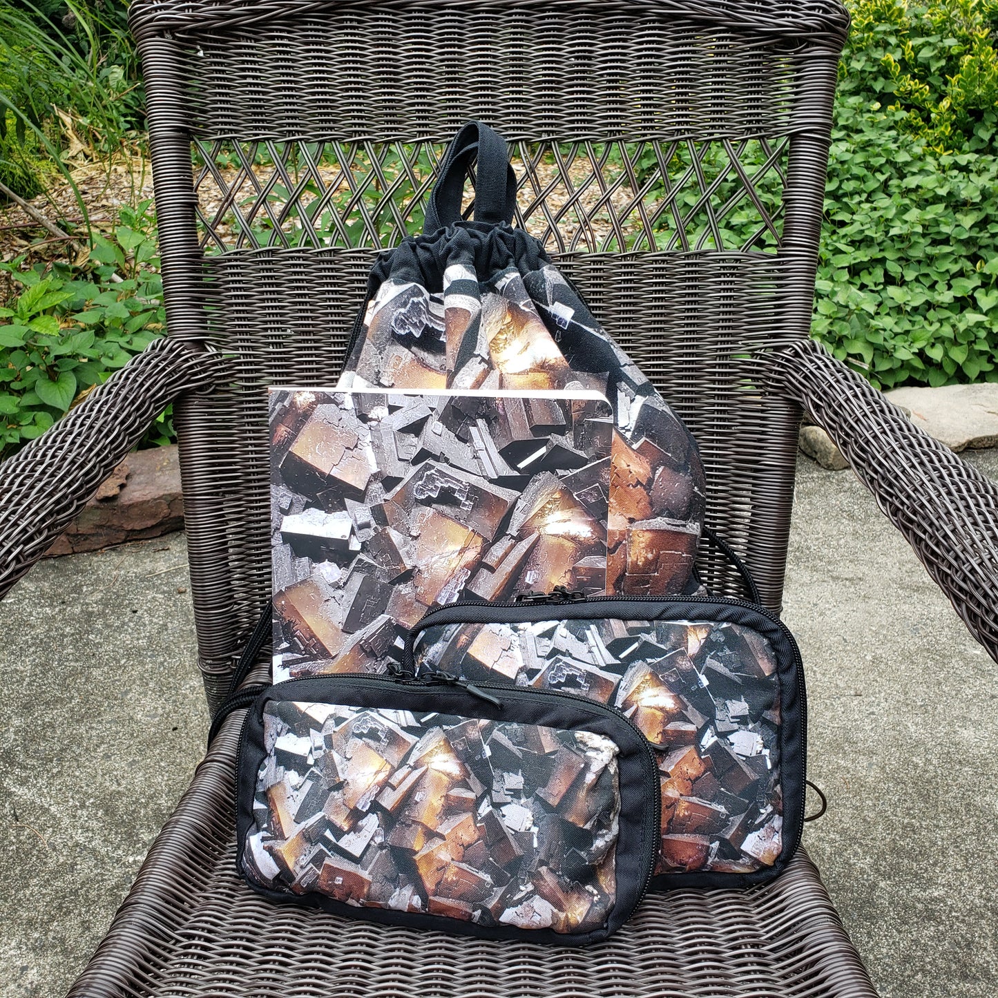 Canvas Drawstring Bag- Brown Fluorite Mineral