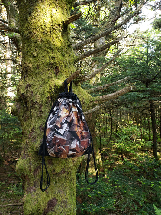 Canvas Drawstring Bag- Brown Fluorite Mineral