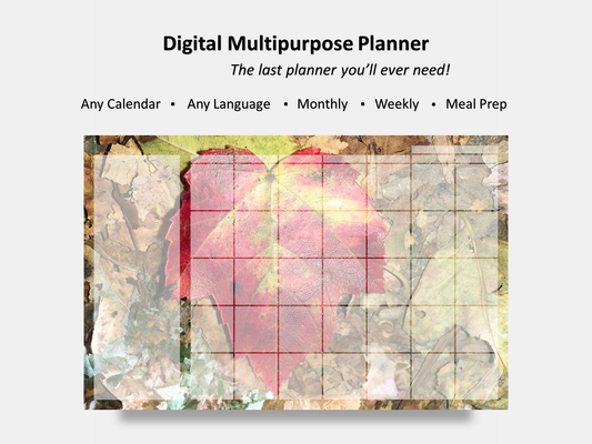 Digital Multipurpose Planner- Autumn Red and Orange Leaf