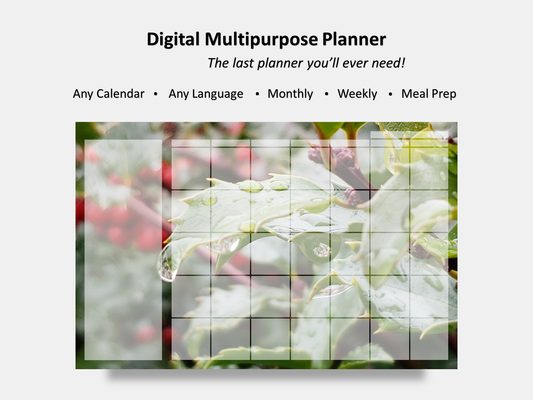 Digital Multipurpose Planner- Christmas Holly Plant Red Berries