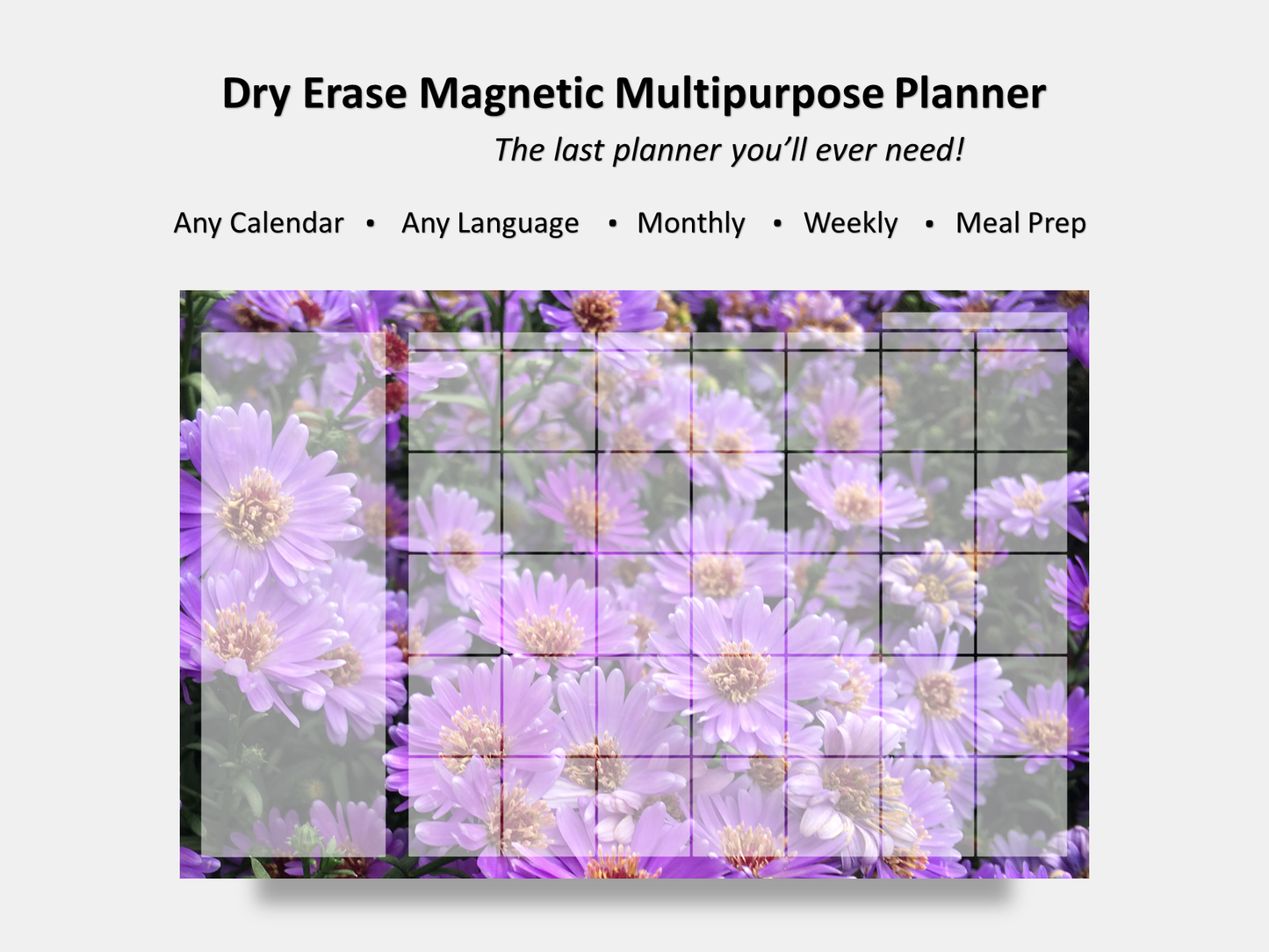 Dry Erase Magnetic Multipurpose Planner- Purple Asters 2