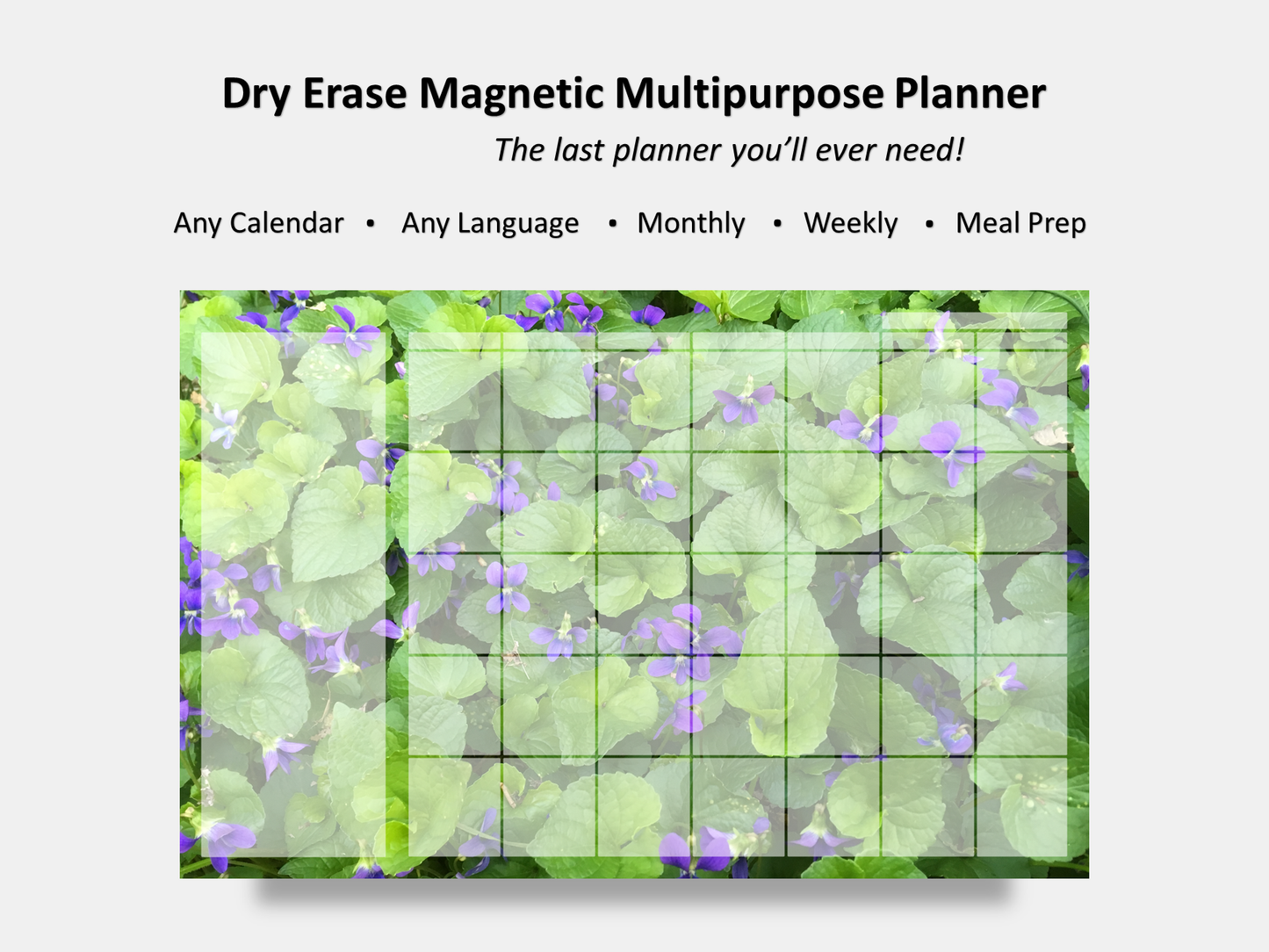 Dry Erase Magnetic Multipurpose Planner- A Field of Violets