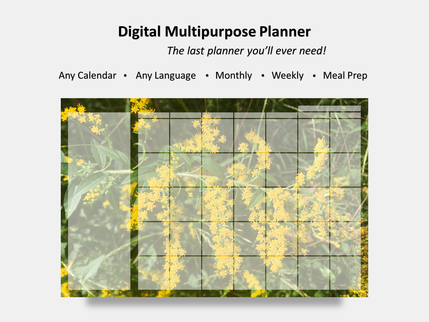 Digital Multipurpose Planner- Golden Rod Macro Photography 3